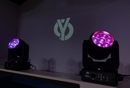 Purple programmable lighting fixtures